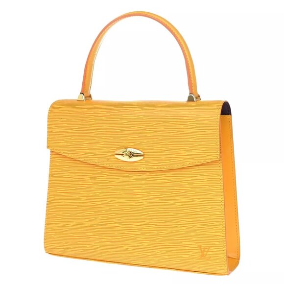 LOUIS VUITTON LV Logo Malesherbes Hand Bag Epi Leather Yellow M52379 83EB049